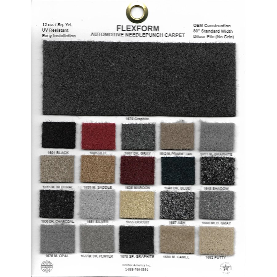 Sample Card of FlexForm Non-Woven Stretch Automotive Carpet