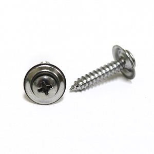 Phillips Oval Head Sems Tapping Screws w/ Countersunk Washer #10 x 1" w/ #8 Head Chrome