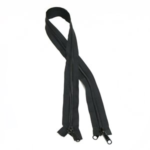 Coil Zipper #10 Non-Separating 48" Black w/ 2 Double Pulls DISCONTINUED